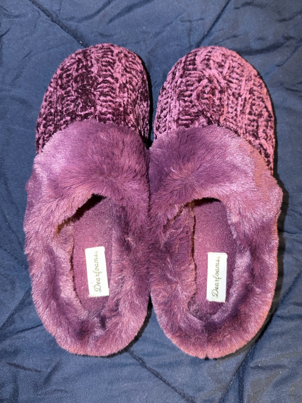LIKE NEW Dearfoams Women's Claire Clog Memory Foam Slippers
